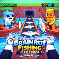 Play Brainrot Fishing +1 per Second 3D Obby Tycoon now!